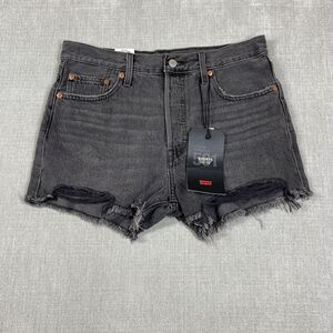 Levis 501 Shorts Womens 29 Gray High Rise Non Stretch Button Fly Cutoff Denim